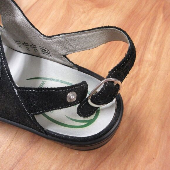WALDLAUFER Zander Black Glitter Leather Sandals Womens Sz 9 Ortho Comfort Shoes - Picture 11 of 16